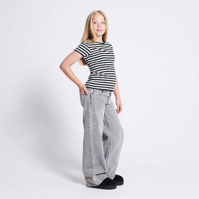 Ribbed tee "Ronja stripe" Black